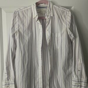 Vintage J-Crew: White and Purple Striped Button-up 100% Cotton